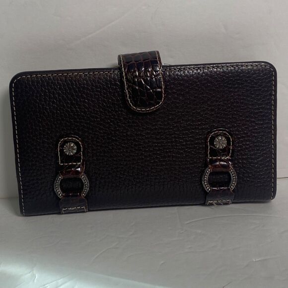 Brighton Brown Leather Wallet – Kiss-Lock Change Pocket – Card Slots – 7” x 4” - Picture 1 of 13